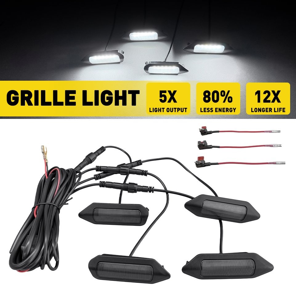 4PC Smoked LED Grille Lights Amber White For Toyota RAV4 19-24 LE SE XLE Limited