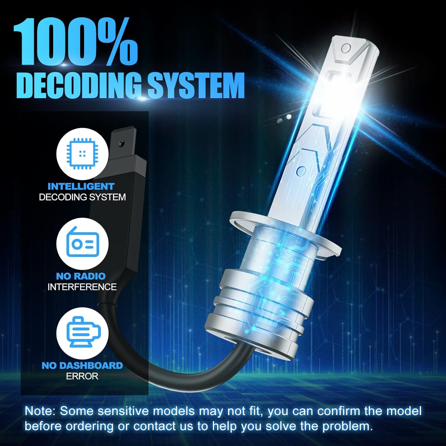 SUPAREE H1 LED Headlight Bulb Conversion Kit Hi/Low Beam Lamp 6500K Super White