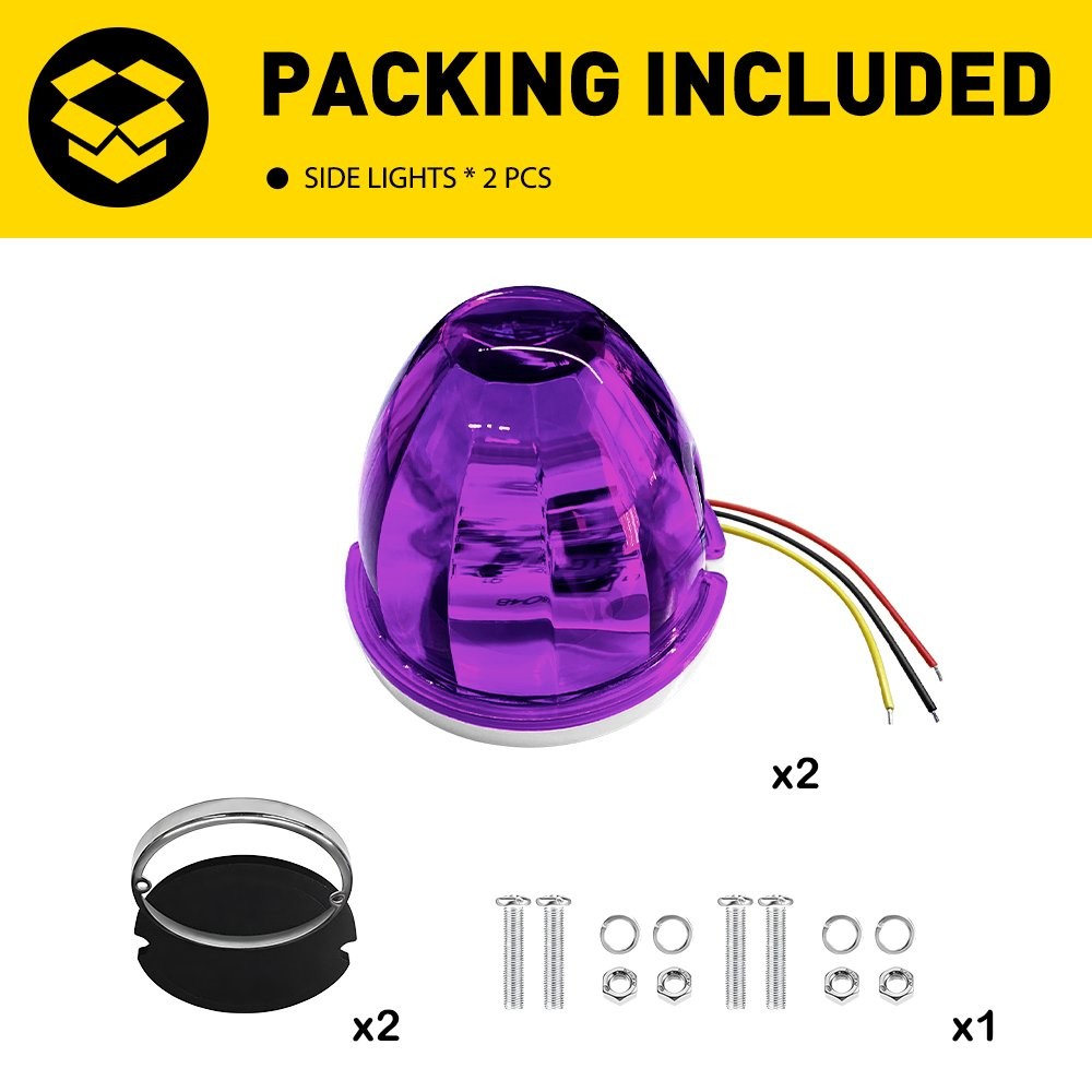 2X Universal Purple LED Watermelon Lights Side Marker Light For Caravans 12V-24V