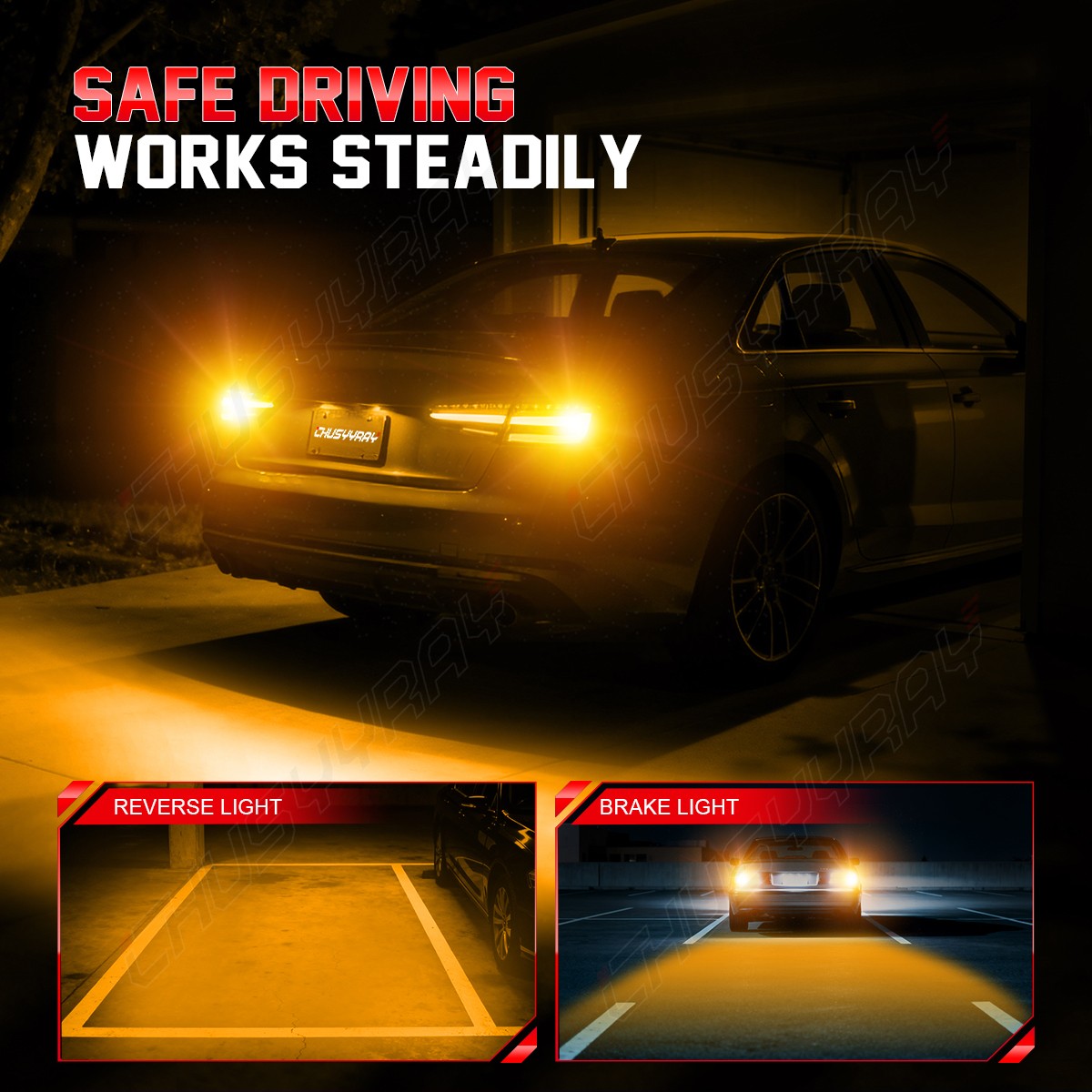 White/Amber High Power 16-SMD 7443 Switchback LED Bulbs FIT Turn Signal Lights