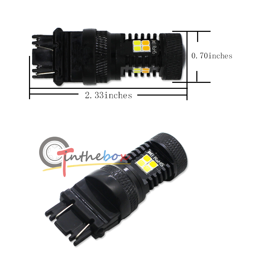 2x Switchback White&Yellow 3157 T25 3030-SMD LED Parkng Turn Signal Light Bulbs