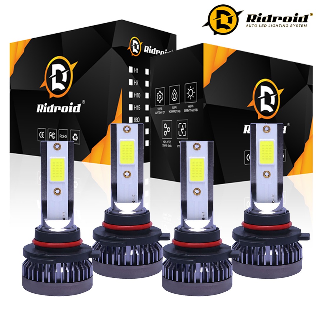9005 9006 LED Headlights Kit Combo Bulbs 6500K High Low Beam Super White Bright