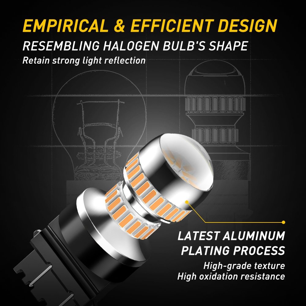 3157 54LED Turn Signal Light Blinker Bulbs Anti Hyper Flash w/CANBUS 3000K Amber