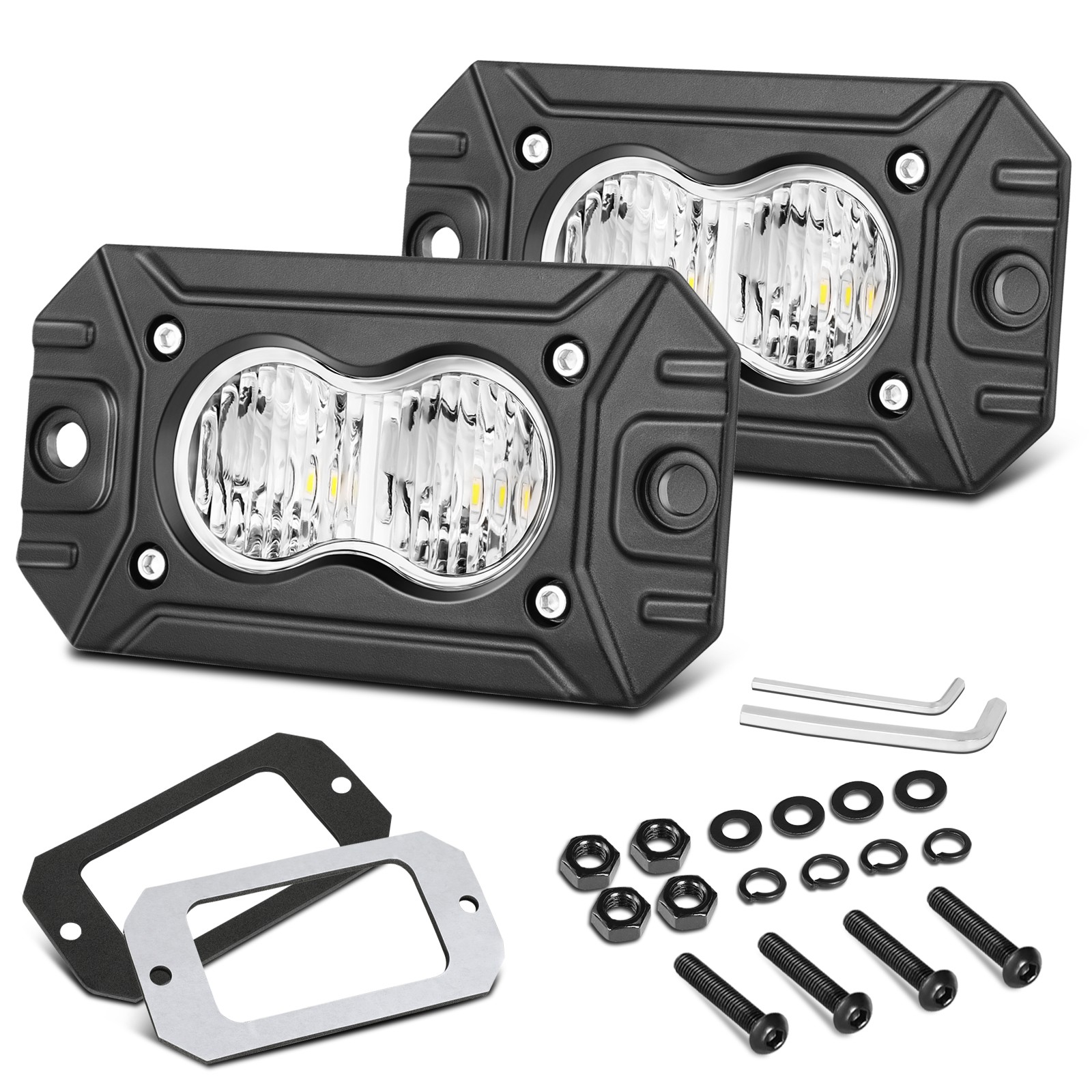 2X 4″ Flush Mount LED Lights Pods Backup Reverse Rear Bumper Off Road 4WD ATV US