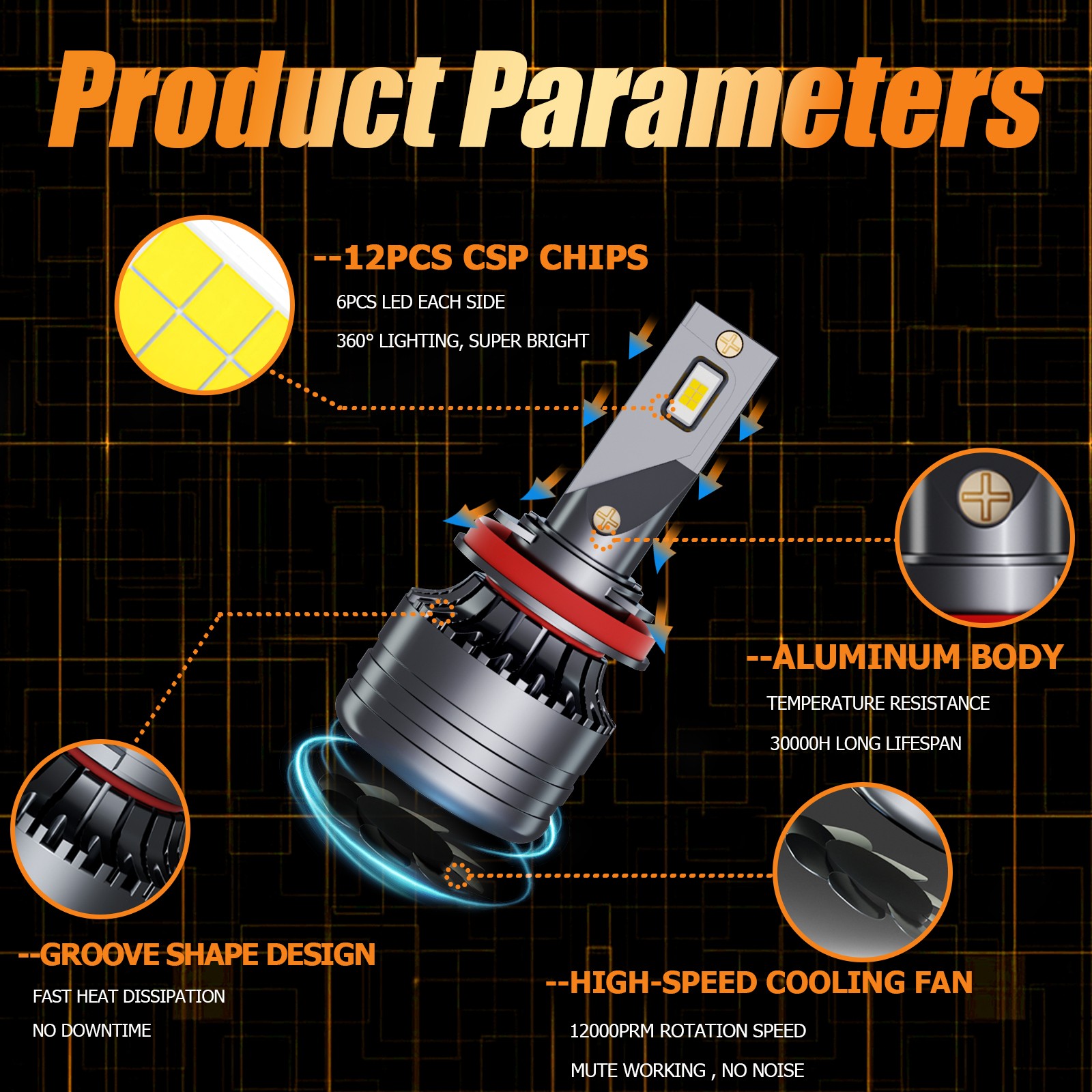 H11 LED Headlight Super Bright Bulbs Kit 12000K White 330000LM High/Low Beam