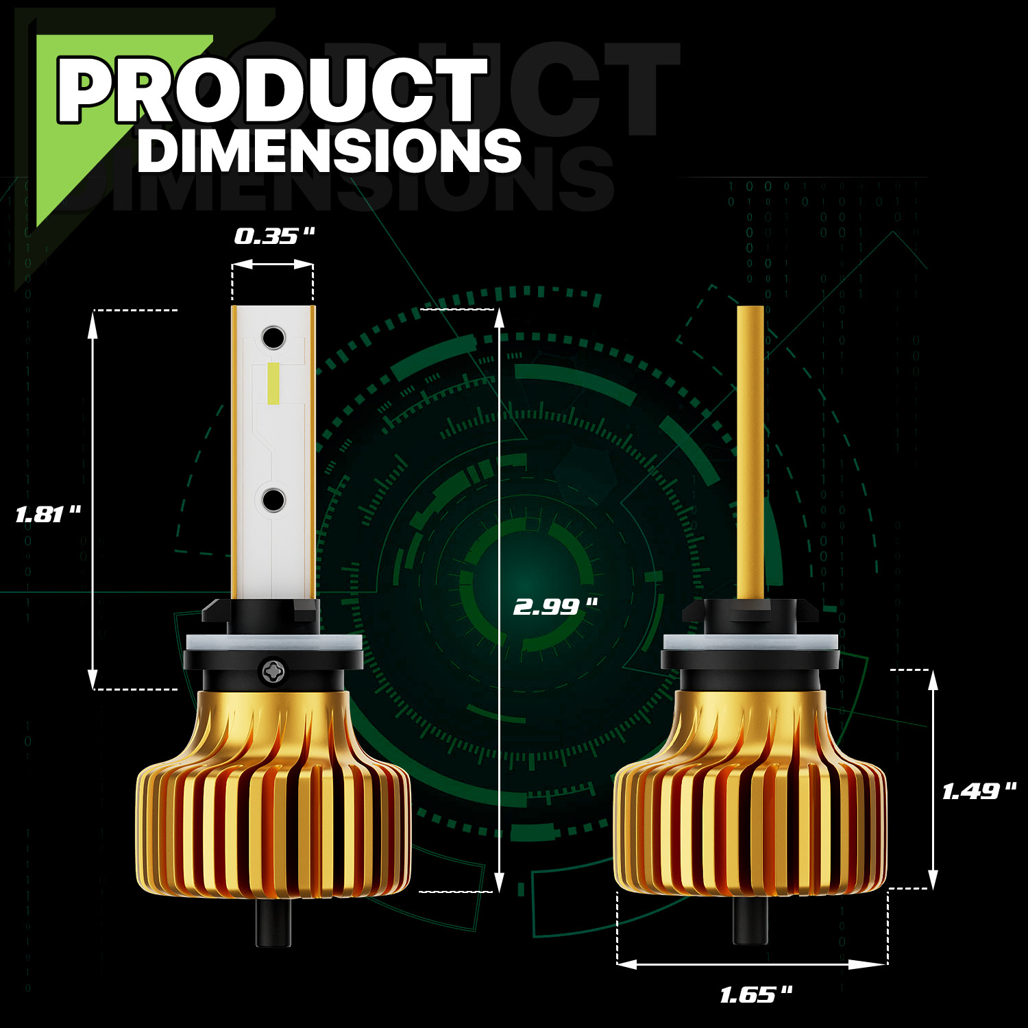 Pair H27W/2 881 6500K LED Headlight Bulb High/Low Beam Fog Lighting DRL 12V/24V