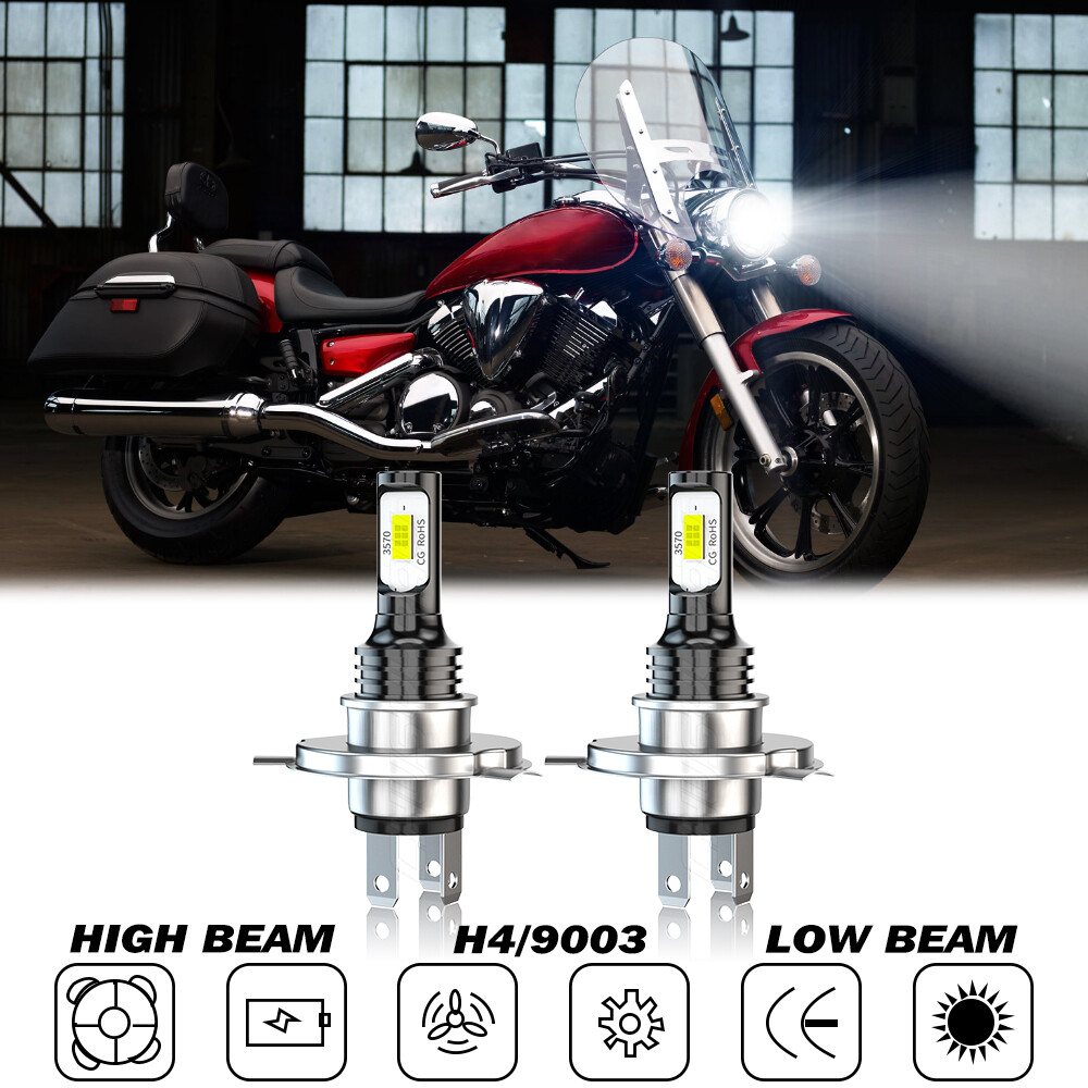 H4 LED Motorcycle Headlight Bulbs Hi/Lo For Yamaha V-Star 950 1100 1300 Classic