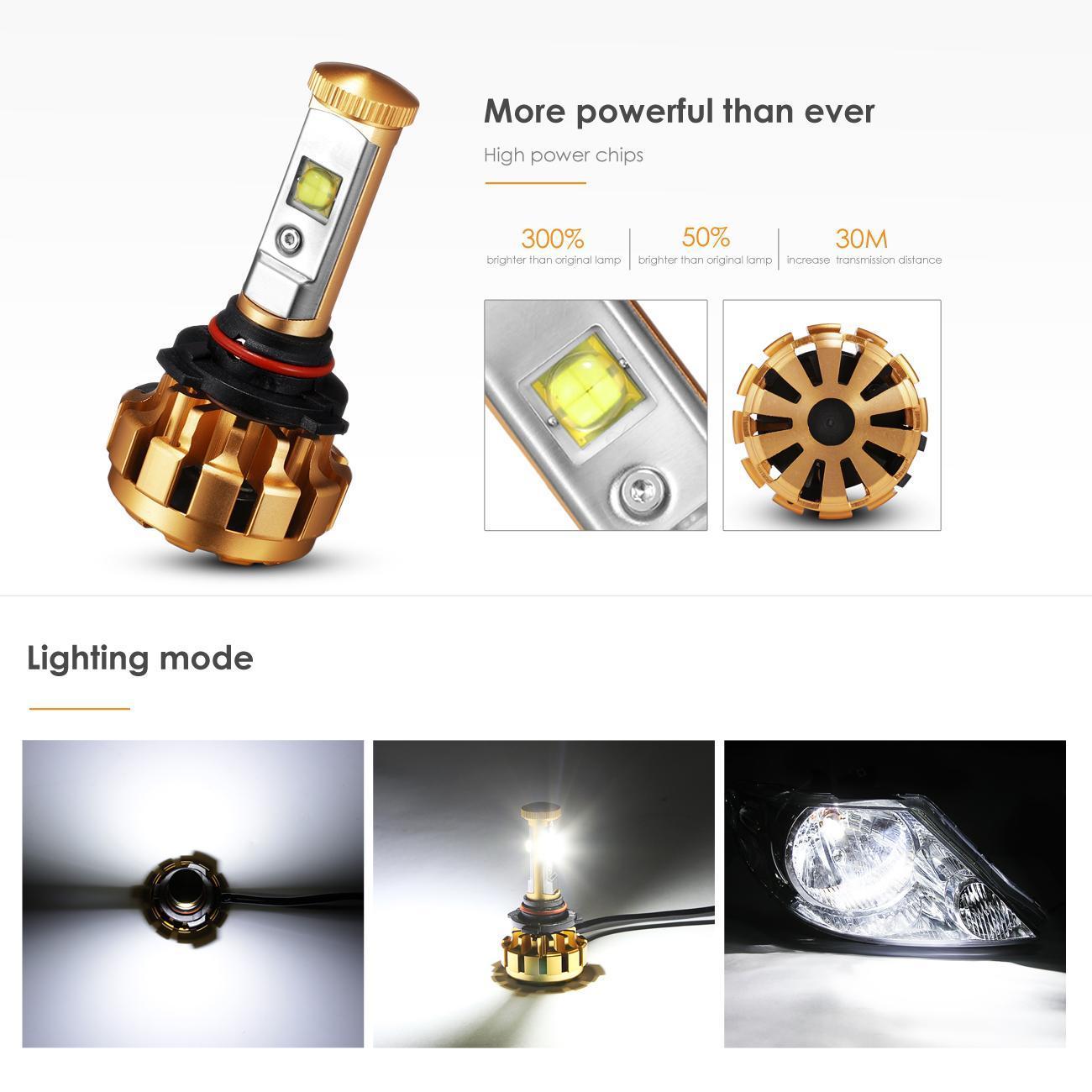 AUXBEAM F16 9005 9006 Combo LED Headlights High Low Beam Bulbs 6000K Cool White