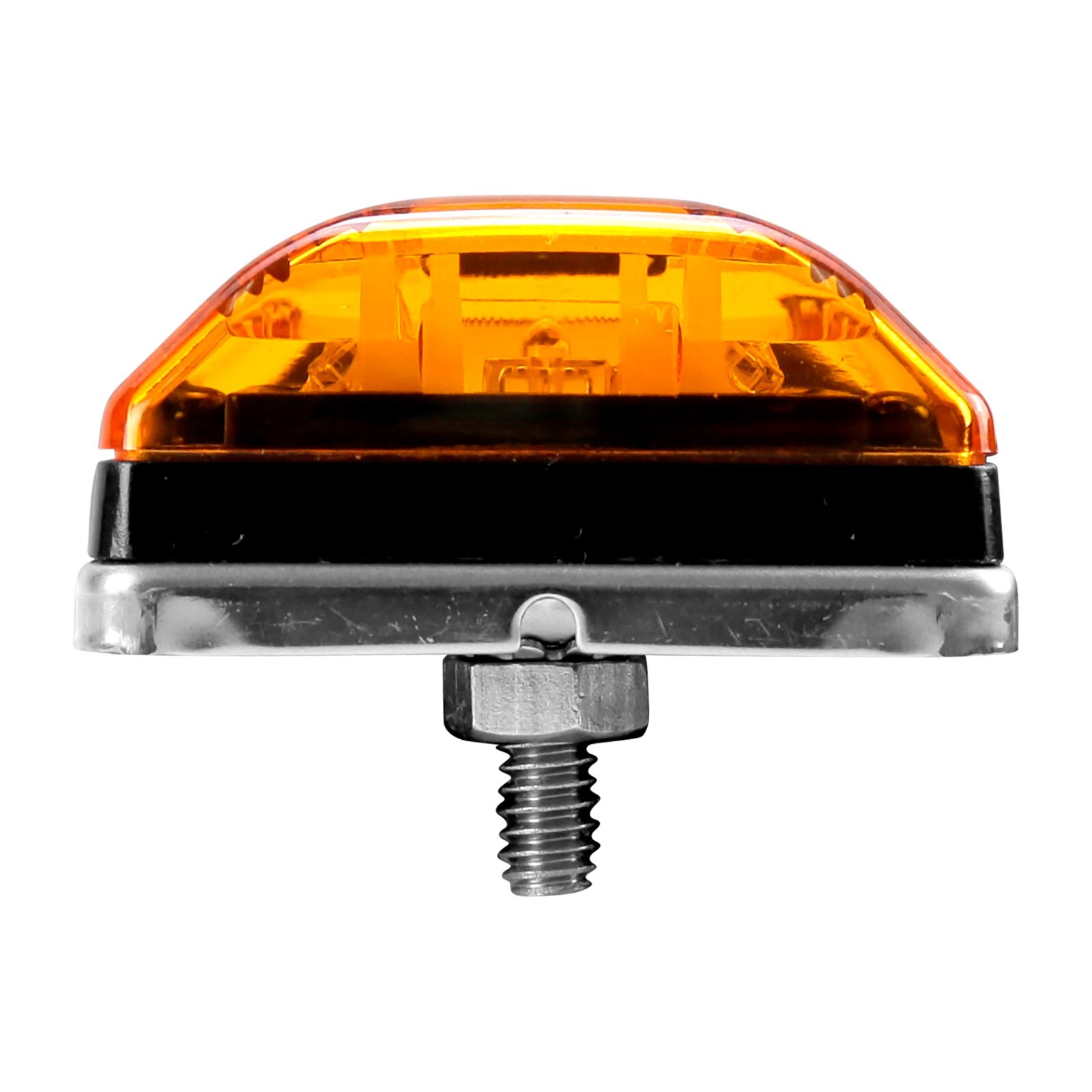5Pcs 2×1 Square Amber LED Marker Light 3 Diodes Stud Mount Waterproof Clear