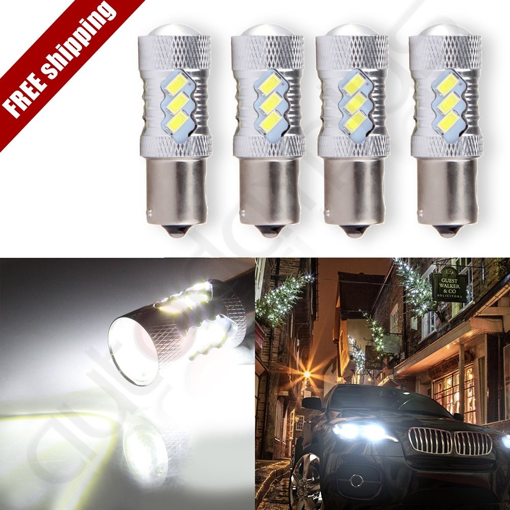 4X Car LED 16 SMD Parking Light 1156 7506 5008 Ultra White Light Bulbs 12v