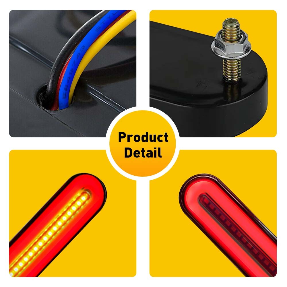 2x 5″ LED Truck Trailer Brake Turn Signal Flowing Tail Light Bar Stop Red Amber
