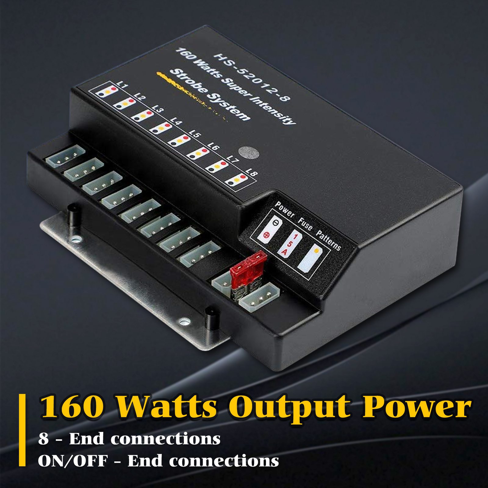 160W 8 HID Bulbs Hide-A-way Emergency Strobe Lights Warning System Headlight Kit