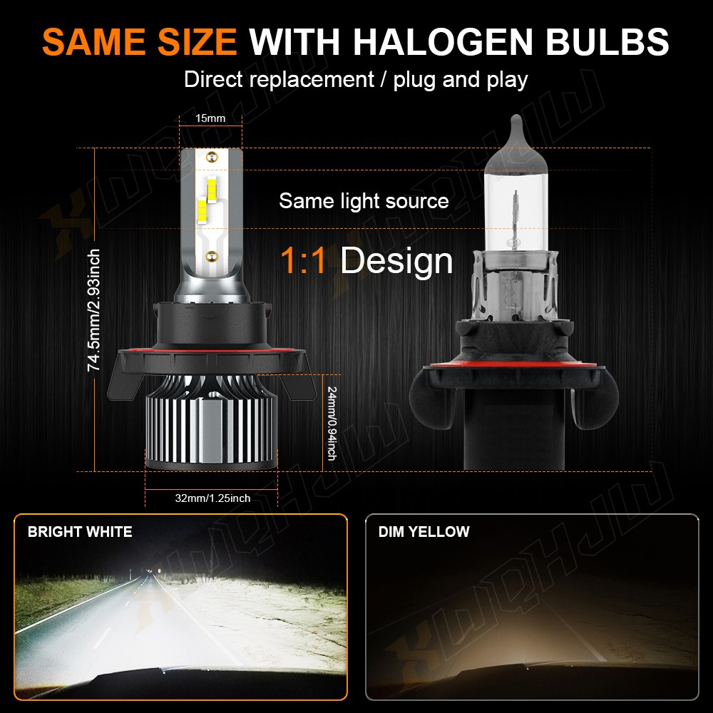 For Chrysler Aspen 2007-2009 Combo 9008 H13 9145 LED Headlight Fog Light 4 Bulbs