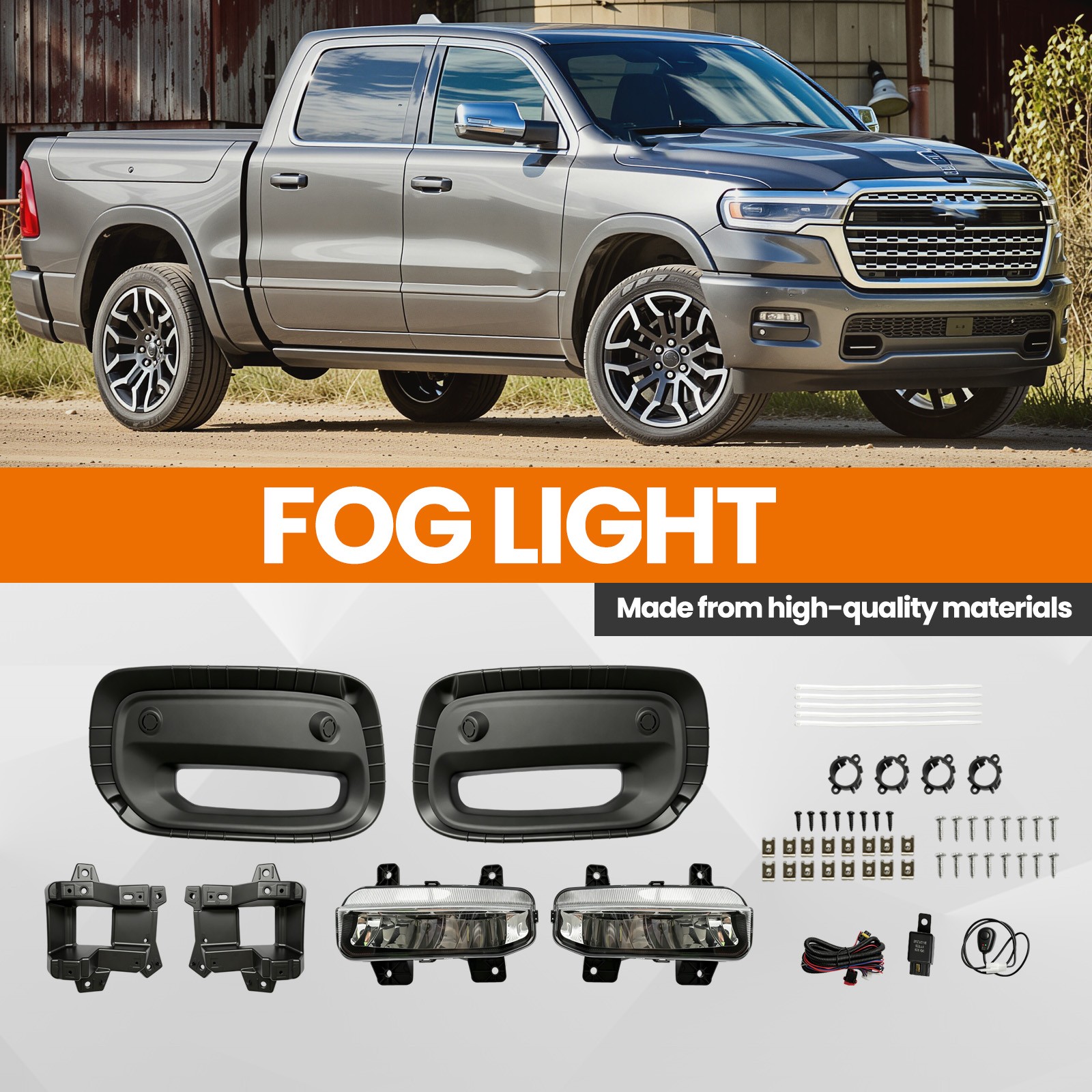 Fog Lights Driving Lamps w/ Switch For 2025-2026 Ram 1500 LED Bumper Left+Right