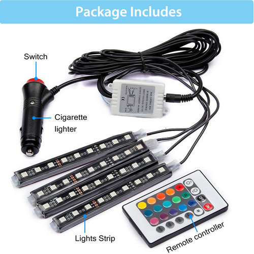 RGB LED Car Interior Accessories Floor Decor Multi-color Ambient Light Bar