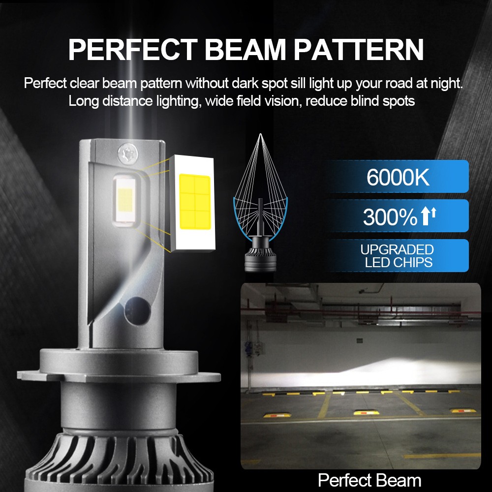 ​2x H7 LED Headlight BulbsHigh Power Super Bright Kit 6000K 16000LM 12 Chips