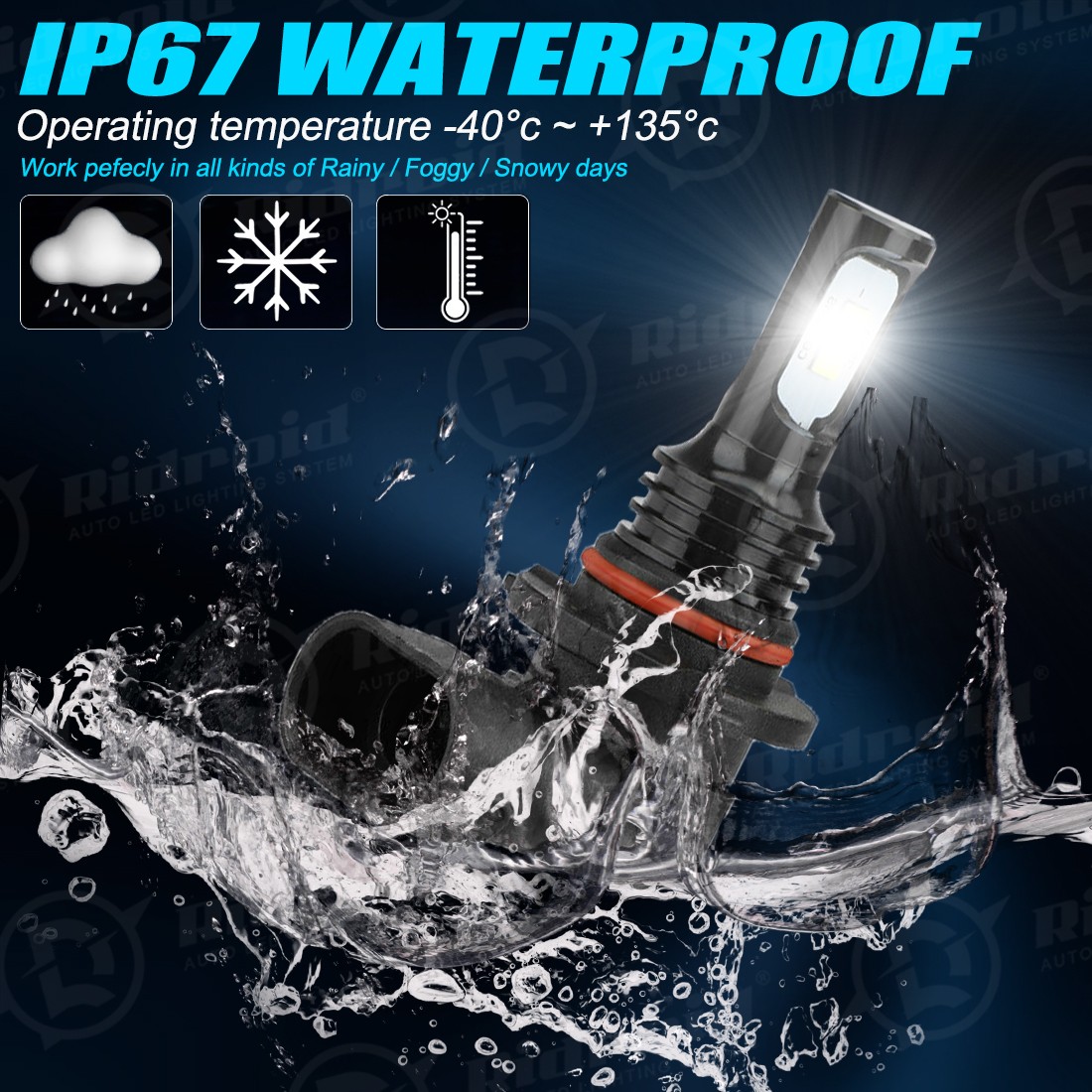H11 9005 LED Headlight KIT Combo Bulbs 10000K High&Low Beam Super Bright White
