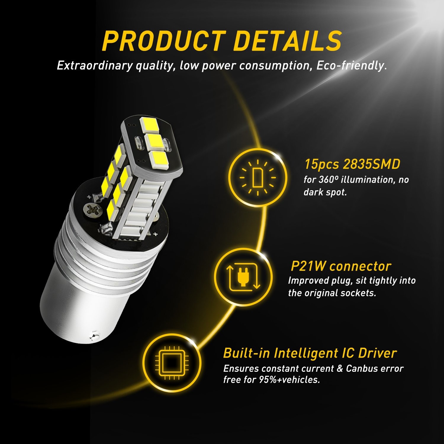 AUXITO 1156 LED Reverse Backup Light Bulbs Super Bright White 6500K 2400LM BA15s
