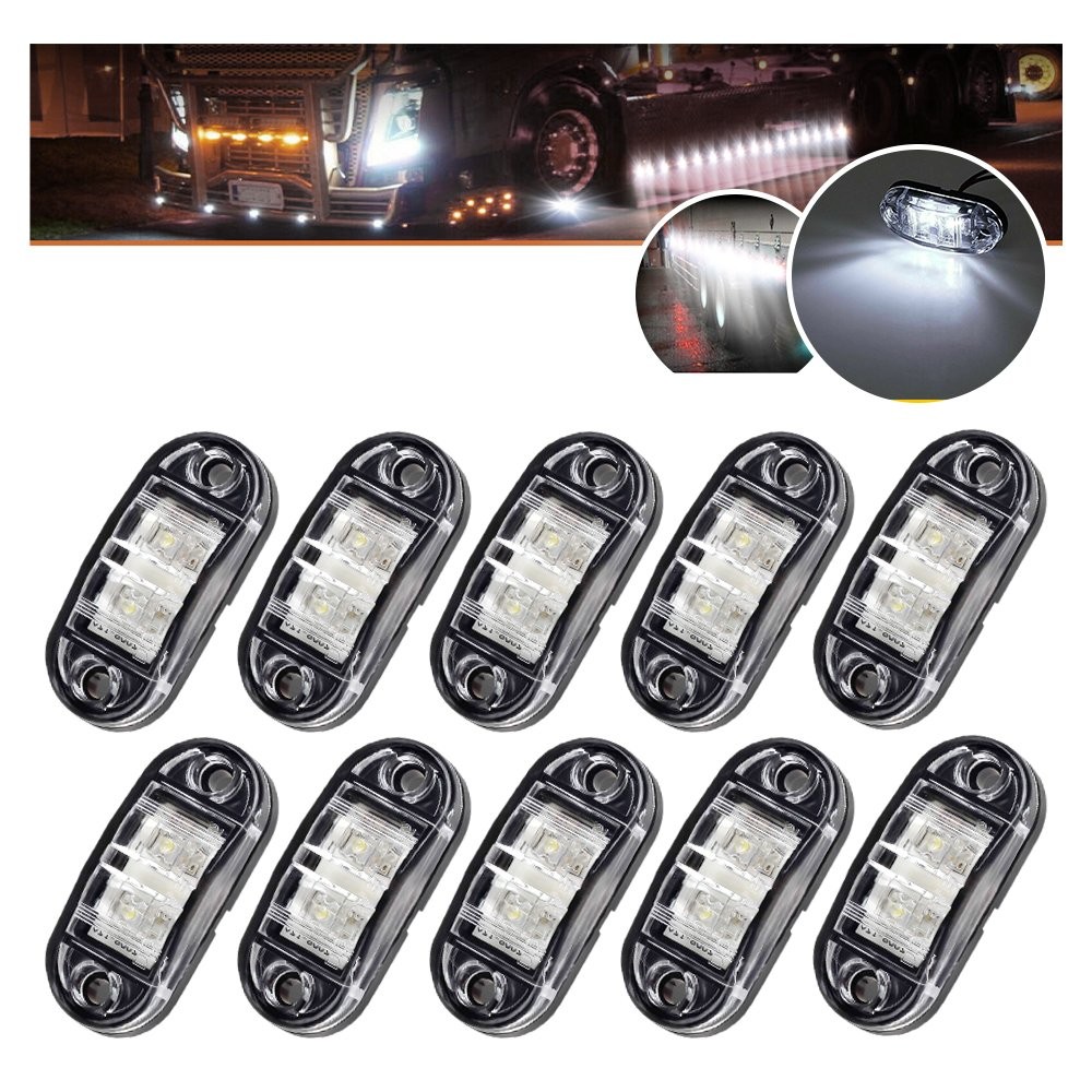 10x Pure White LED Light Thin Clearance Side Marker Light Lamp 2.5″ Bright CUS