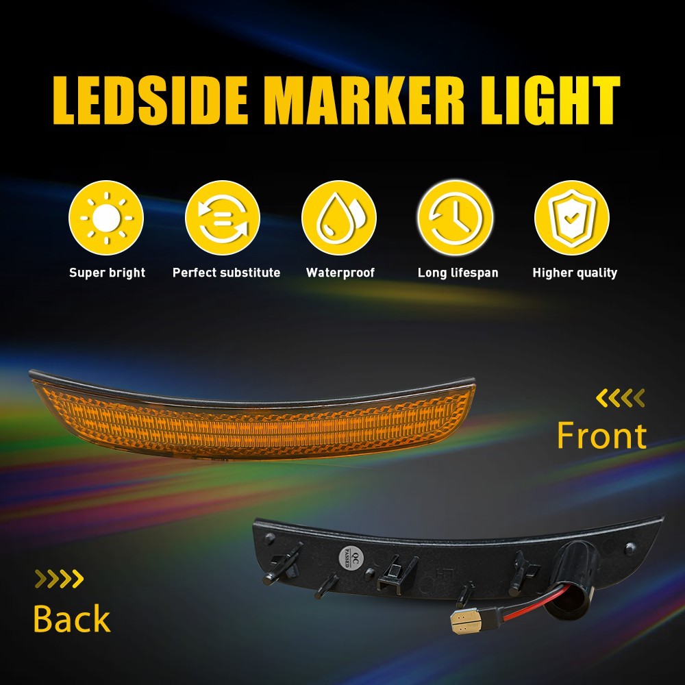 For 2012-19 Fiat 500 LED Front Rear Side Marker Light Assembly Amber & Red Lens