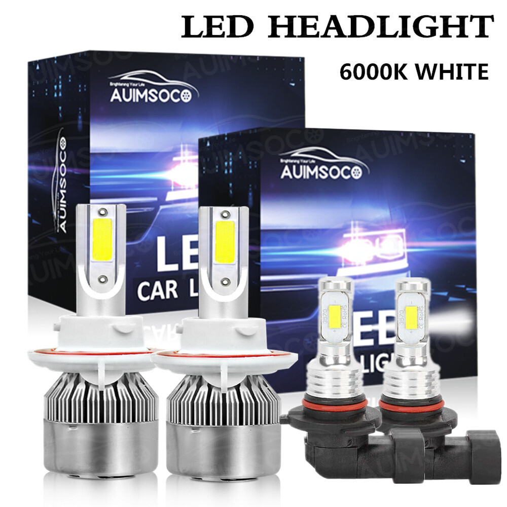 For Ford 2004-2014 F-150 6000K White LED Headlight Hi/Lo + Fog Light 4 Bulbs Kit