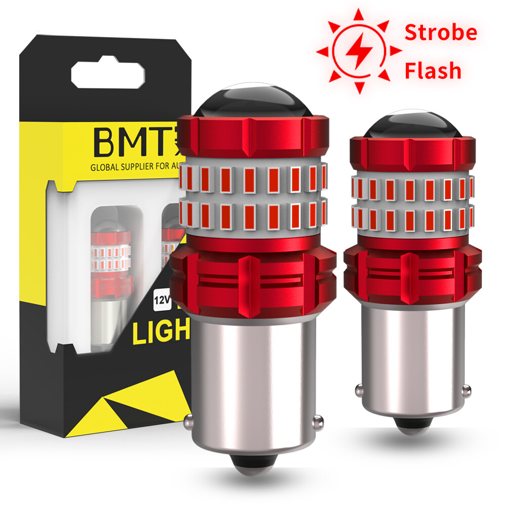 1156 7506 Red Strobe Flash Blinking LED Brake Tail Stop / Reverse Backup Light