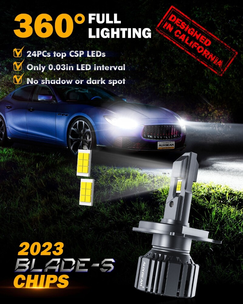 AUXBEAM LED Headlight Kit H4 6500K Hi Lo Beam Bulbs for 1997-2004 Toyota Tacoma