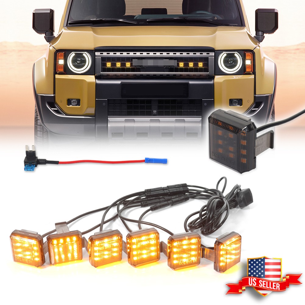 6PCS Smoke Amber LED Front Grill Lighting Kit For Toyota 2024+ Land Cruiser J250
