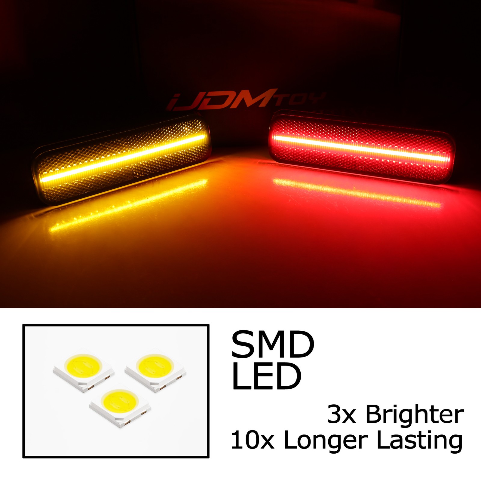 Smoke Lens Amber/Red Full LED Front & Rear Side Markers For Chevy 1970-77 Camaro