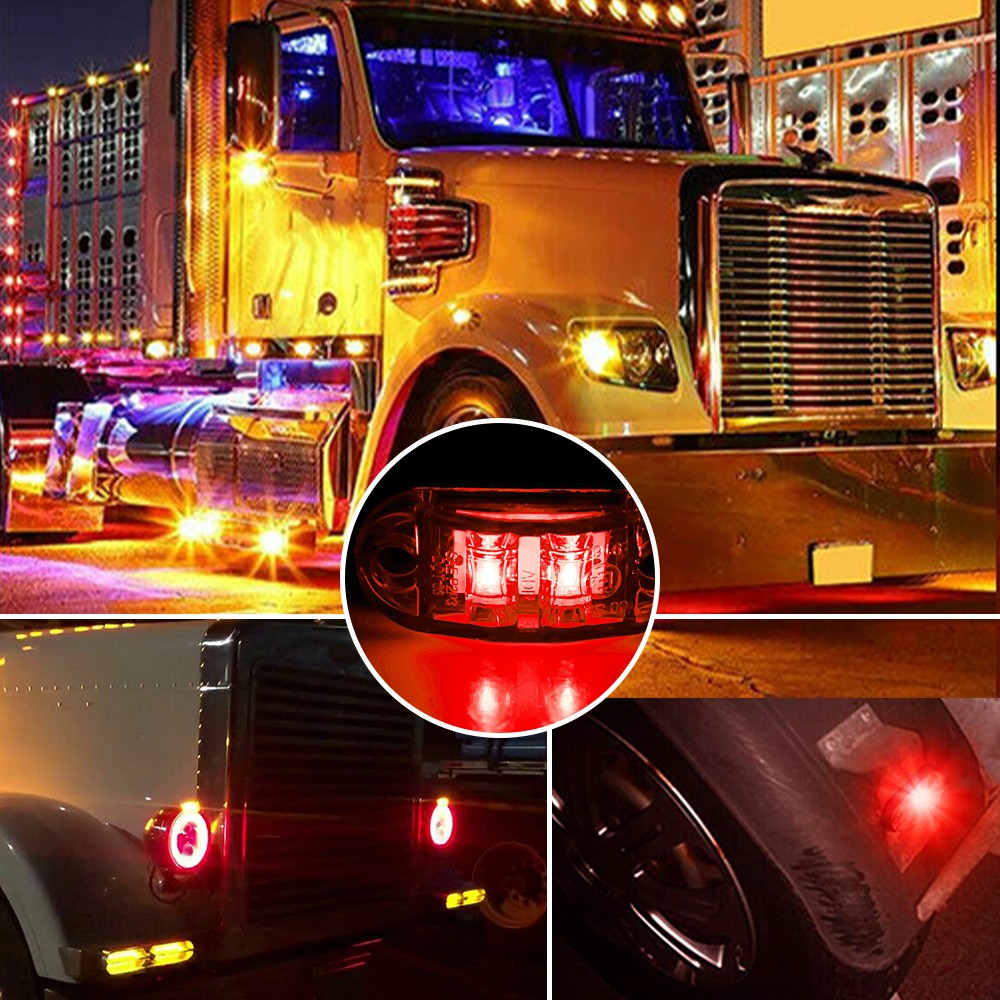 Truck Trailer Clearance Light Waterproof 10* Red 2-LED Side Marker Lights