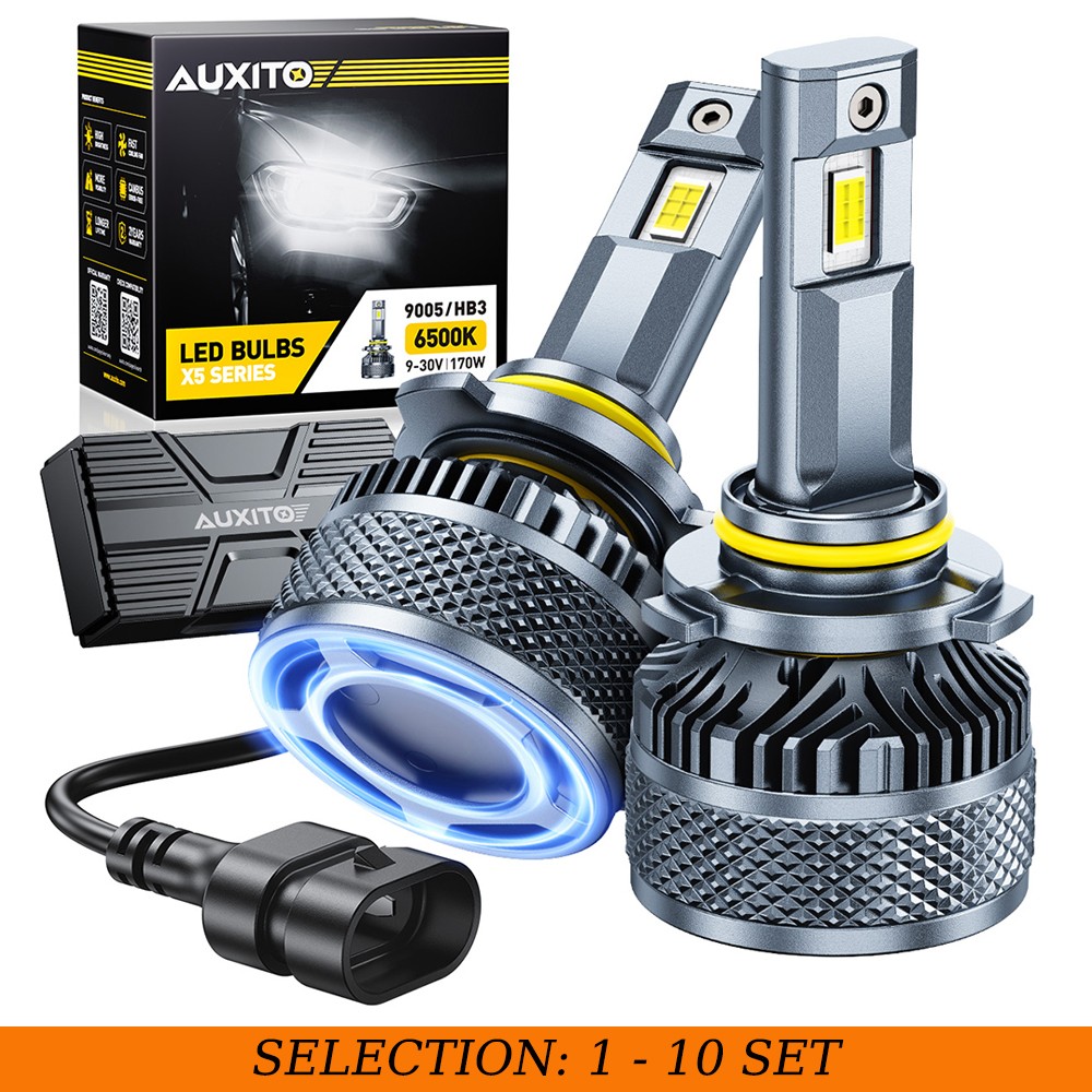 2-20 9005 LED Headlight Bulb CANBUS High Low Beam 30000LM Super Bright AUXITO X5