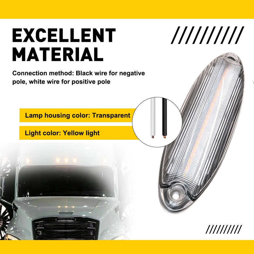 5x For Freightliner Cascadia 2008-up LED Roof Clearance Marker Lights Clear Lens