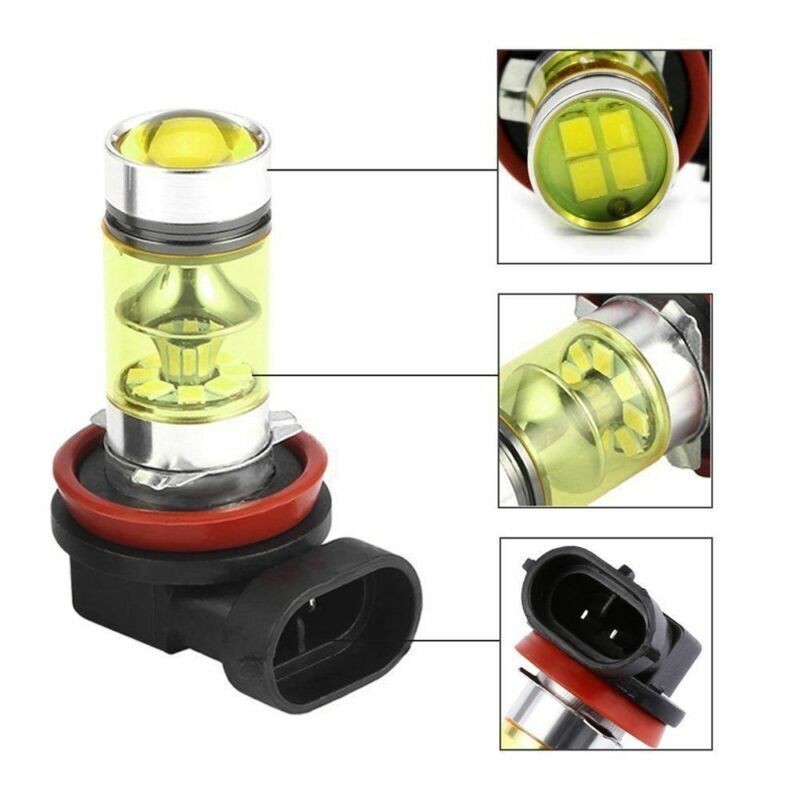 2 Pack H8 H11 LED Fog Light Bulbs 6000K 1200LM Brightness Waterproof Plug & Play