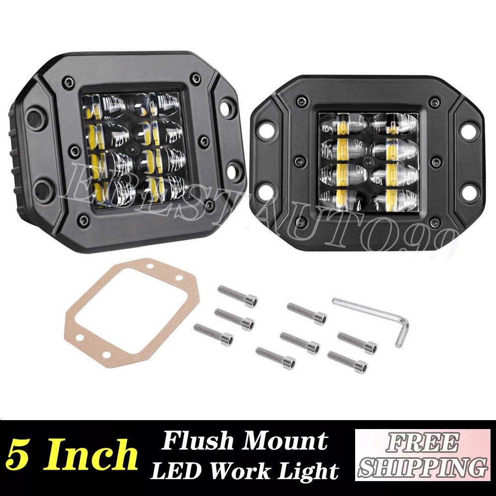 5″ Flush Mount LED Work Light Rear Bumper Reverse Pods Offroad Truck Driving