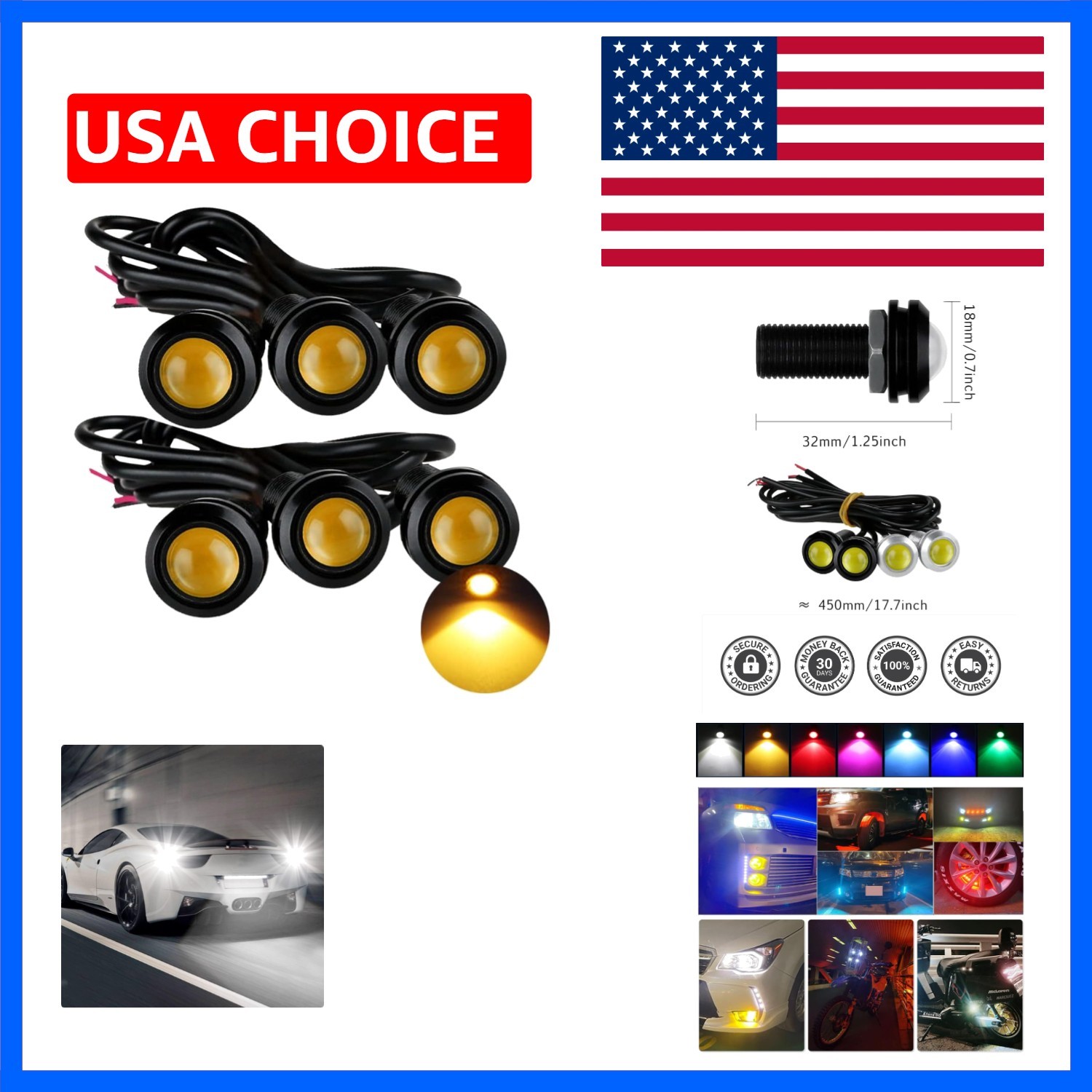 Eagle Eye LED Lights, DIY Ultra Thin 18mm Indicator Marker Light Daytime Runn…