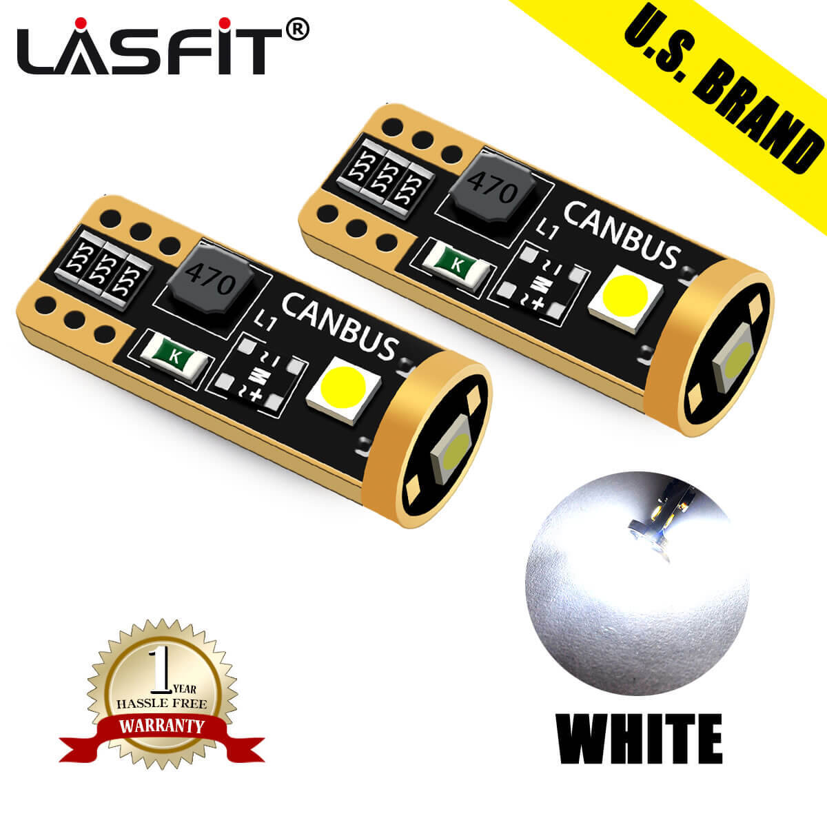 T10 LED Error Free CANBUS 6000K Xenon White W5W 194 168 License Plate Light Bulb