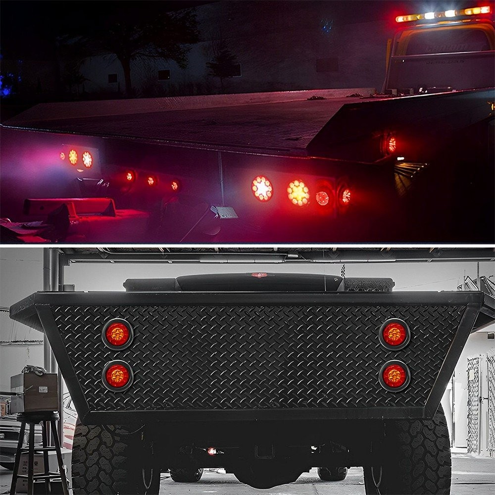 2X Amber/Red 16 LED Round 4″ Truck Trailer RV Brake Stop Turn Signal Tail Lights