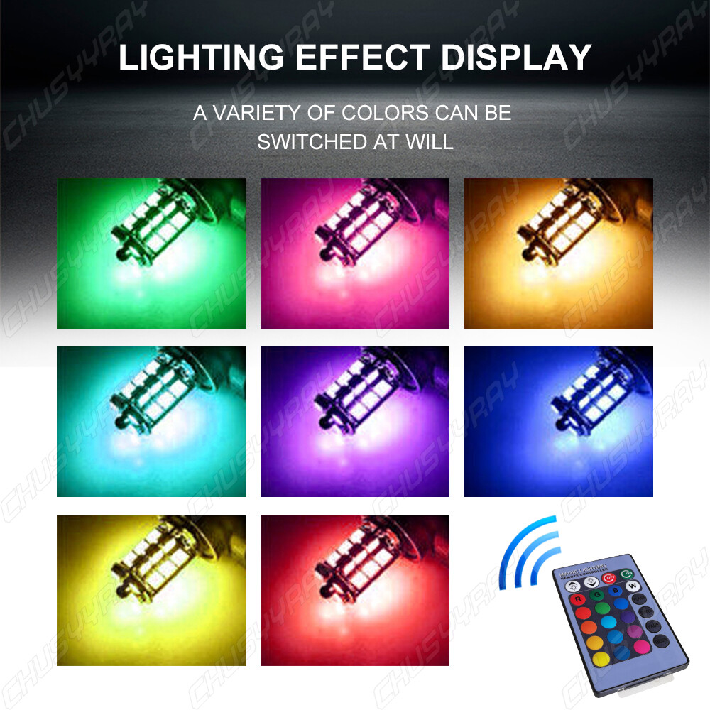 For Honda Accord 2006-2015 Wireless RGB H8 H11 5050 27SMD LED Fog Light 16 Color
