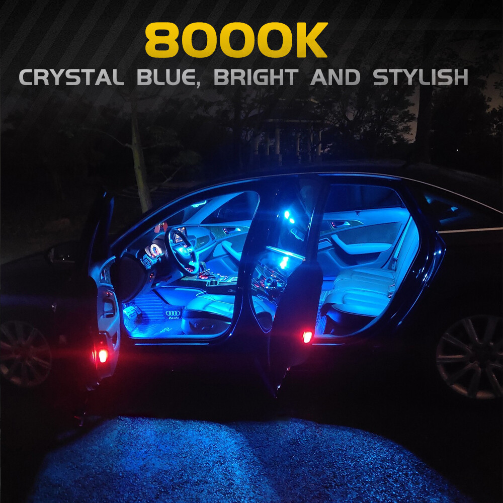 10x Blue Interior LED Lights Map Dome License Bulbs for Hyundai Venue 2020-2024