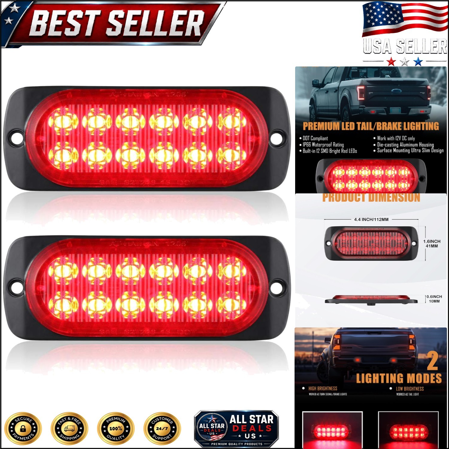Aluminum Housing DOT Compliant Trailer Lights – Ultra Slim Waterproof Design