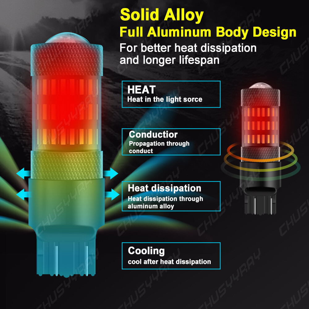 7443 7444 Switchback LED Turn Signal Parking DRL Light Bulbs Dual Color Pair