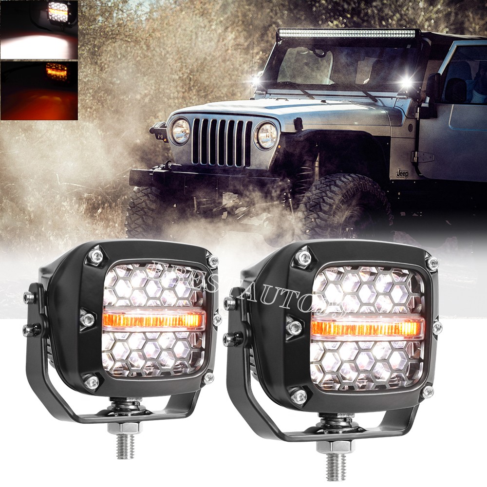 3″ White LED Cube Pod Work Light Fog Spot for UTV ATV Jeep Truck Offroad Driving