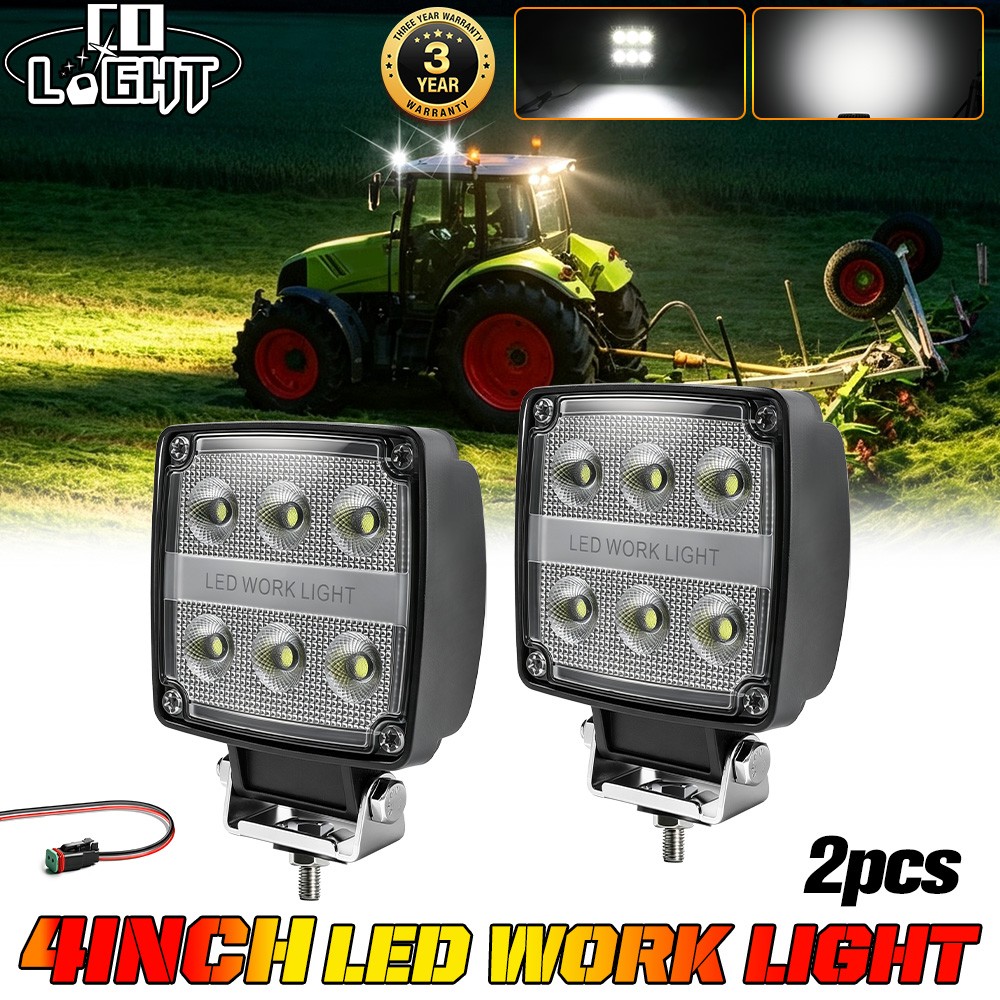 2pcs 4″Inch LED Work Flood Light fit Truck Tractor Forklift Loader Dustproof 12V