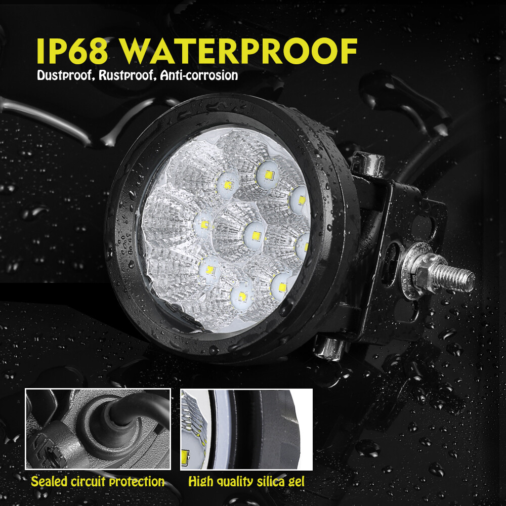 4x 4″ 90W Round LED OffRoad Driving Spot Lights Pods White & Yellow 4WD ATV 3.5″