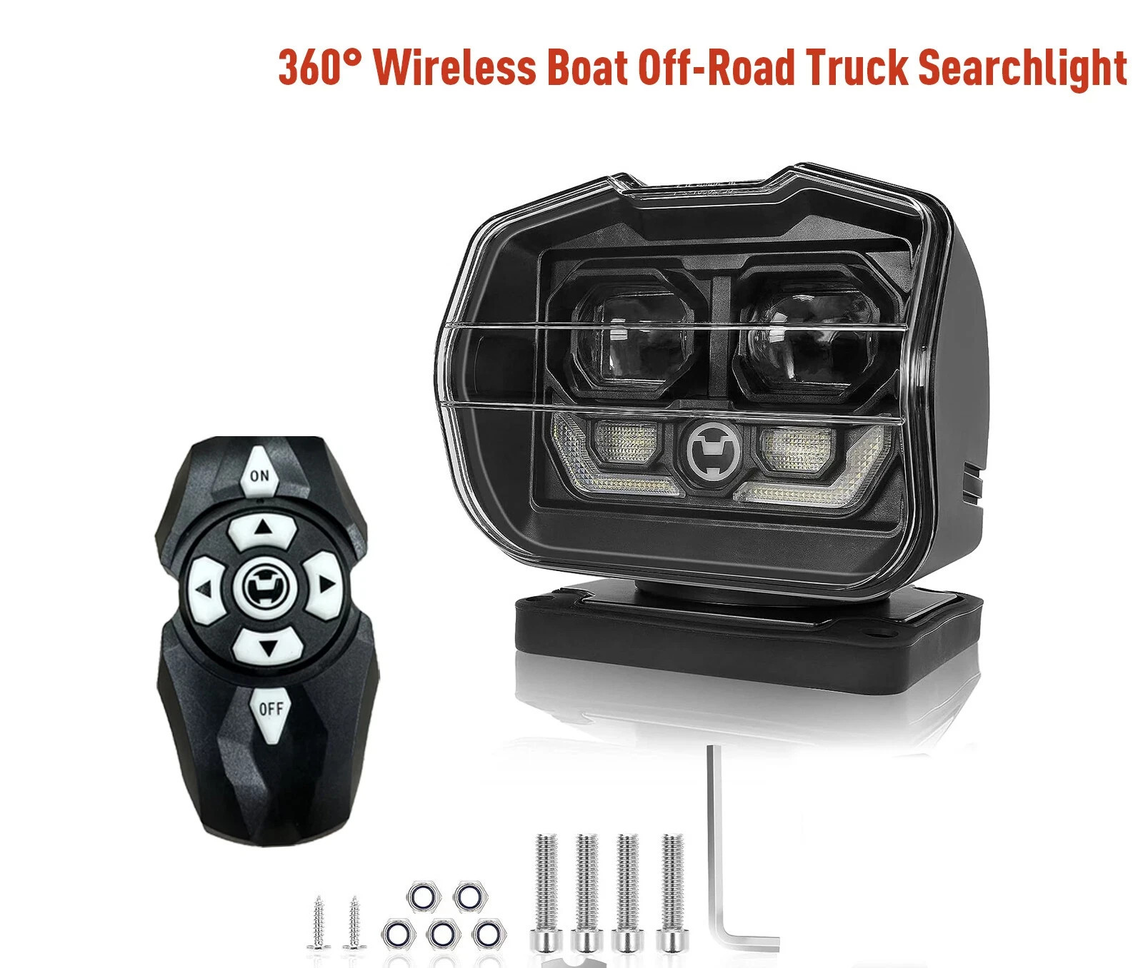 Suparee 60W LED Remote Boat Off-Road Truck Searchlight 360° Wireless Spotlight