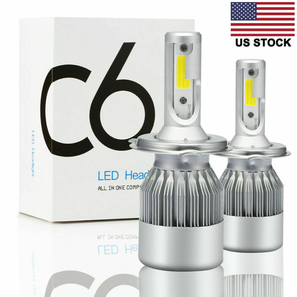 2x H4 9003 LED Headlight Bulbs Conversion Kit High Low Beam 6500K White 720000LM
