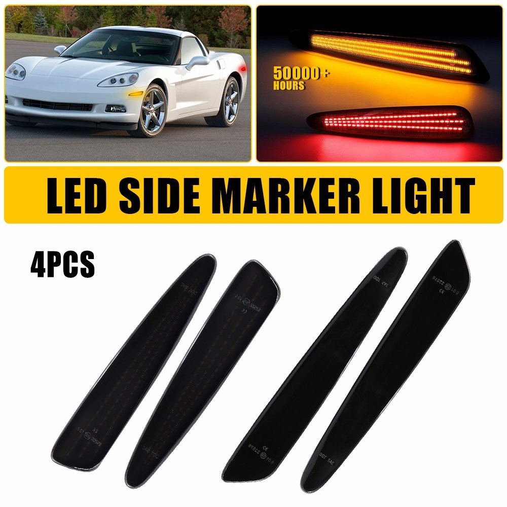 3-Row LED Side Marker Front+Rear Lights For 05-13 Corvette C6 Chevrolet 10316651