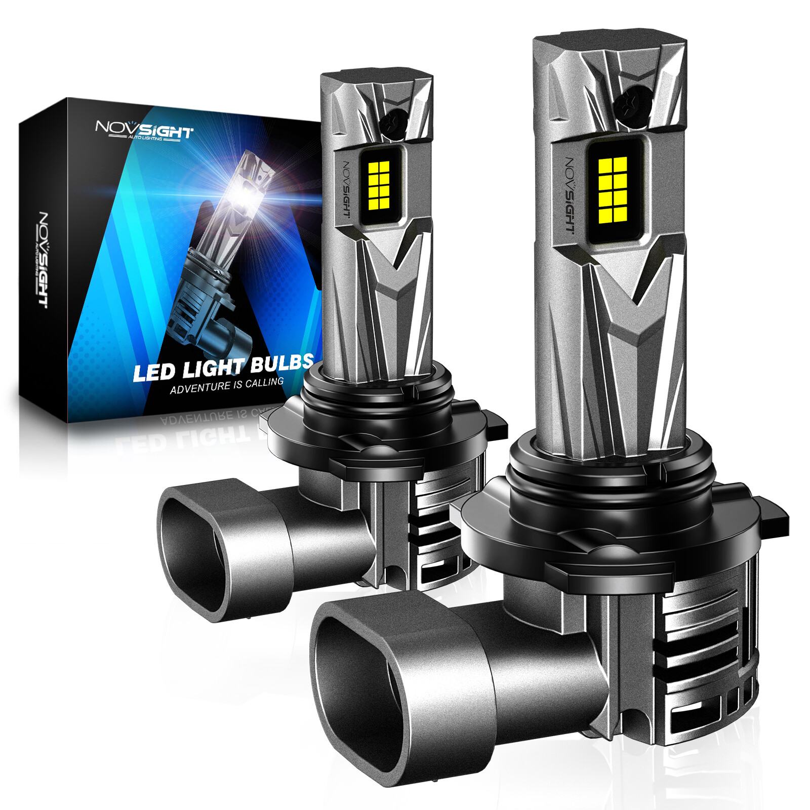 NOVSIGHT 9005 HB3 LED Headlight Bulbs High Low Beam 6500K White 18000LM 11-18V
