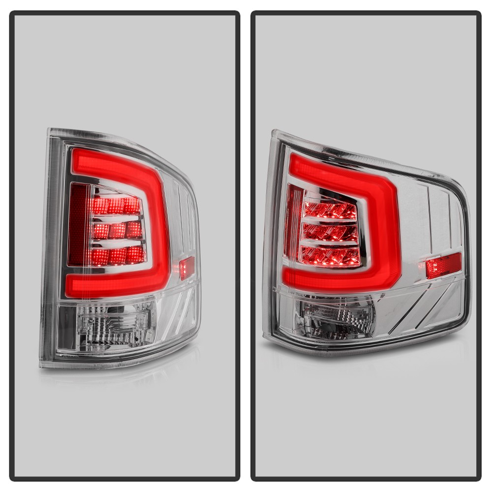For 1994-2004 Chevy S10/ GMC Sonoma Chrome LED Tube Tail Lights Brake Lamps Pair