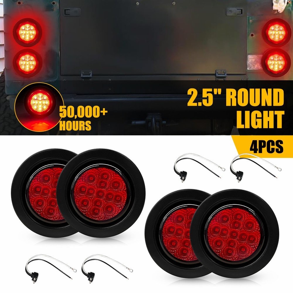 4-8pcs 2.5″ Inch DOT Round Trailer 13 LED Marker Light w/ Grommet for Truck RV